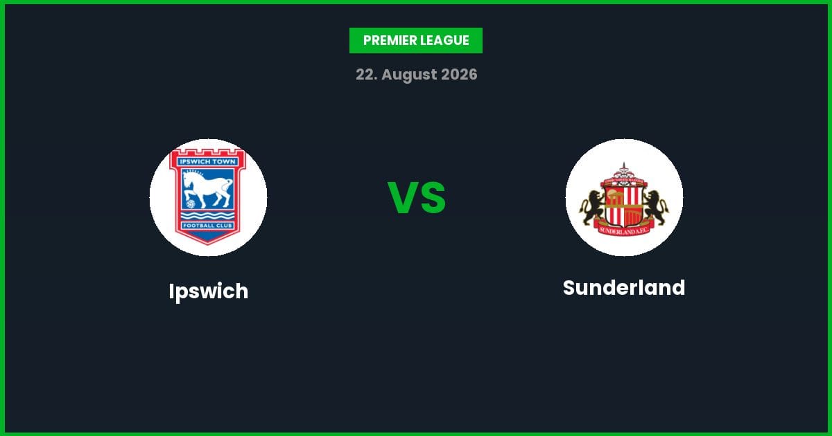 Ipswich vs Sunderland – Bedste Odds – 22/08/2026