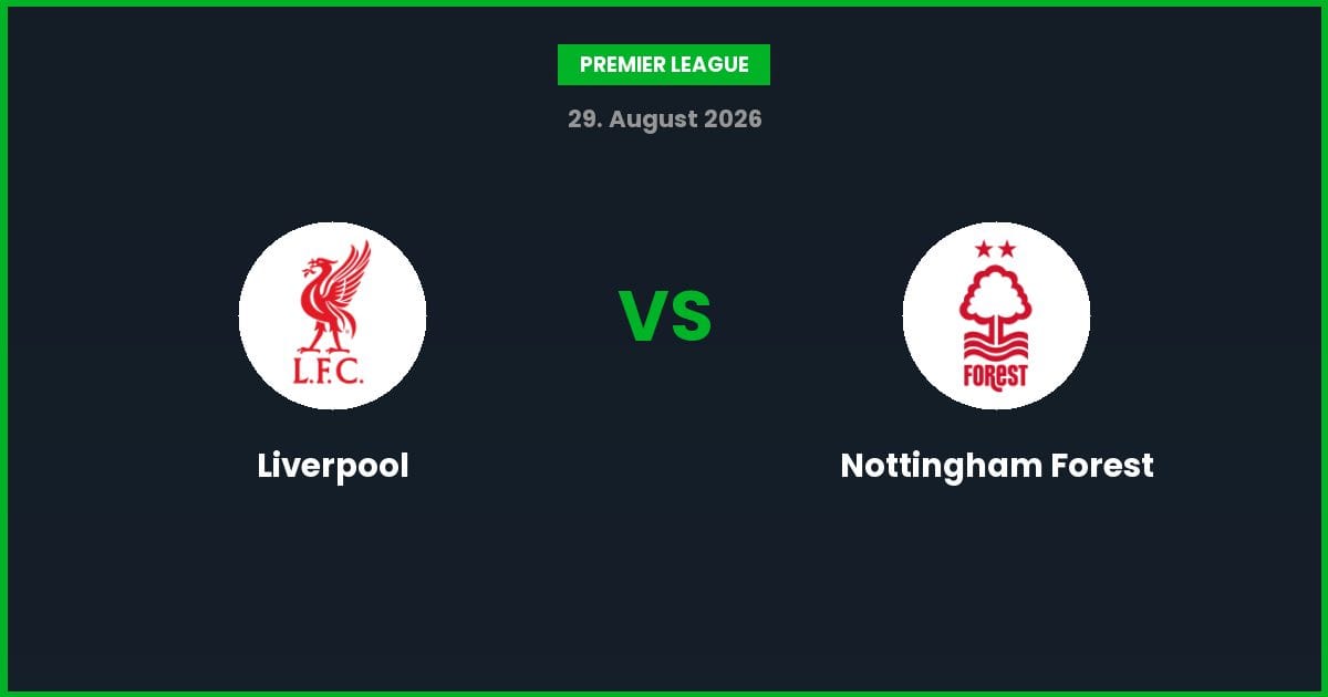 Liverpool vs Nottingham Forest – Bedste Odds – 29/08/2026