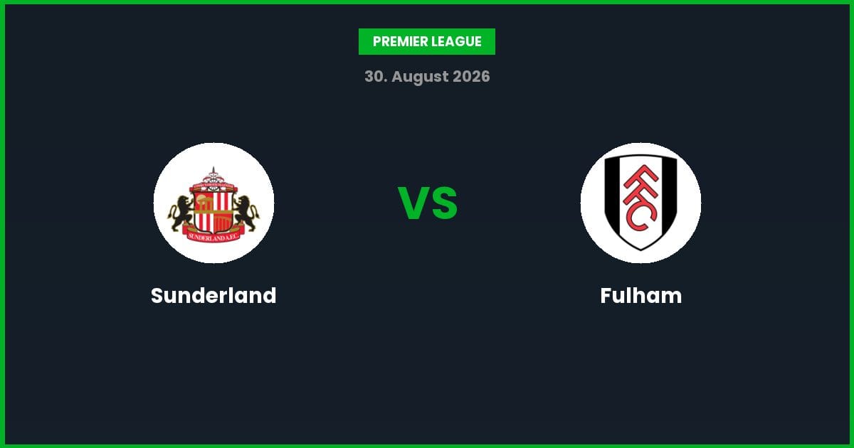 Sunderland vs Fulham – Bedste Odds – 30/08/2026