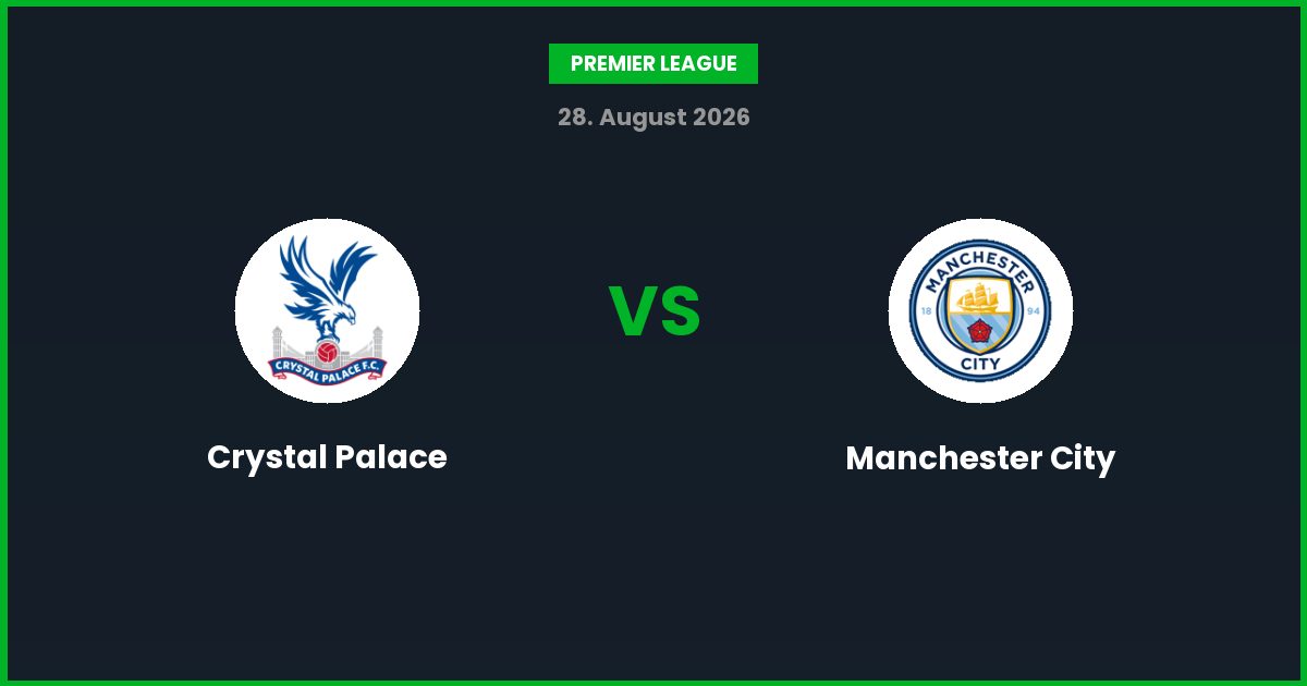 Crystal Palace vs Manchester City – Bedste Odds – 28/08/2026