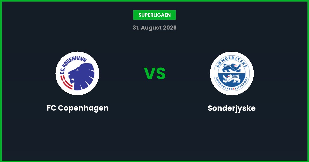 FC Copenhagen vs Sonderjyske – Bedste Odds – 31/08/2026