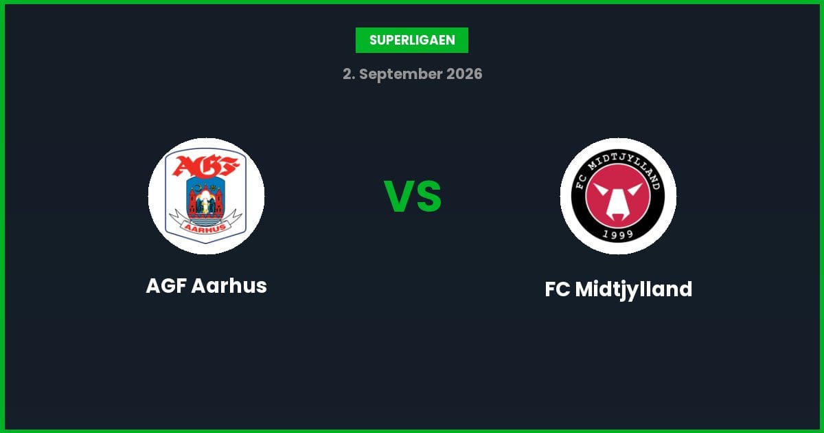 AGF Aarhus vs FC Midtjylland – Bedste Odds – 02/09/2026