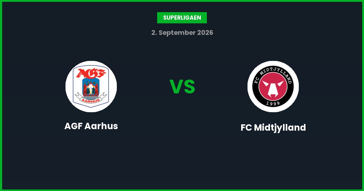 AGF Aarhus vs FC Midtjylland – Bedste Odds – 02/09/2026