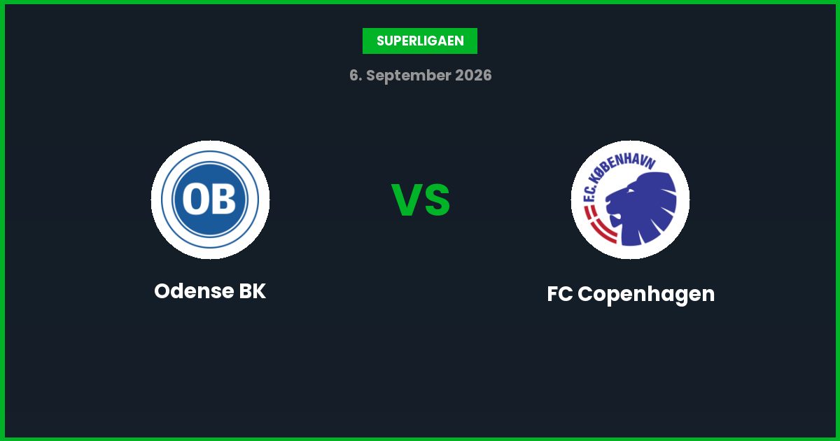 Odense BK vs FC Copenhagen – Bedste Odds – 06/09/2026