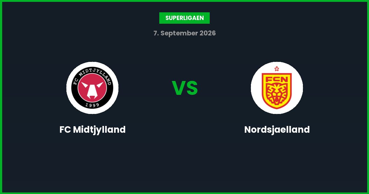 FC Midtjylland vs Nordsjaelland – Bedste Odds – 07/09/2026