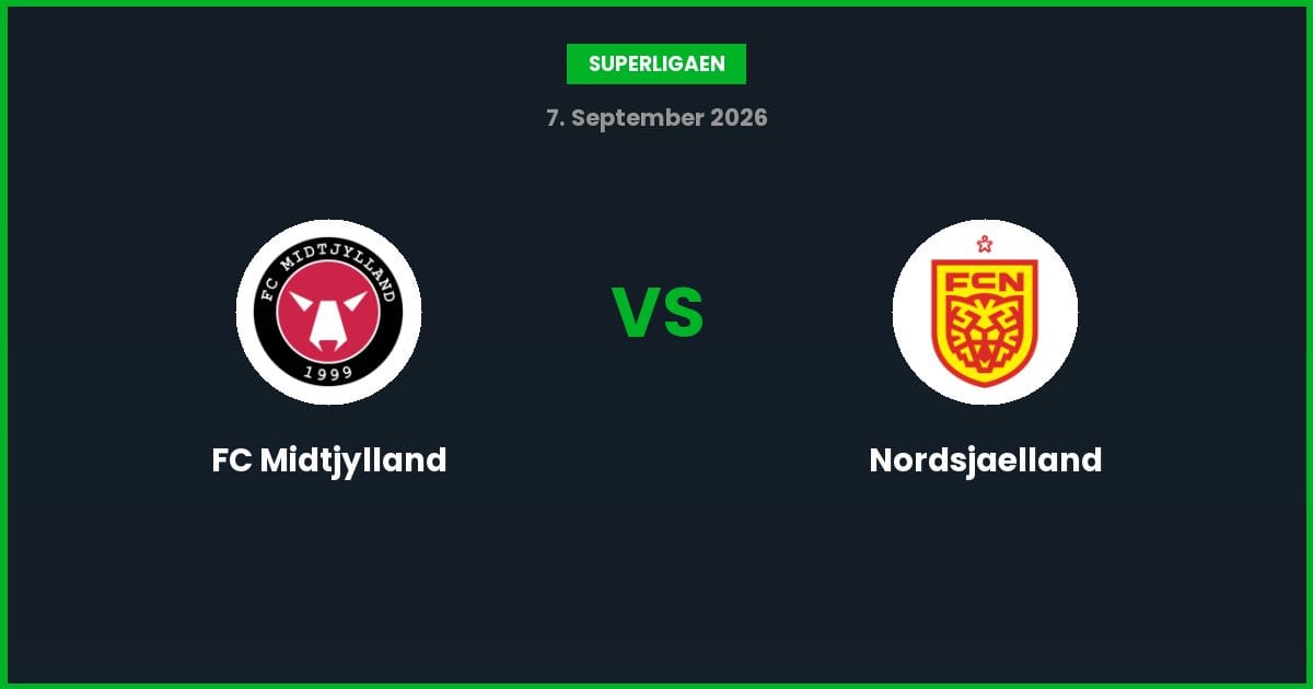 FC Midtjylland vs Nordsjaelland – Bedste Odds – 07/09/2026
