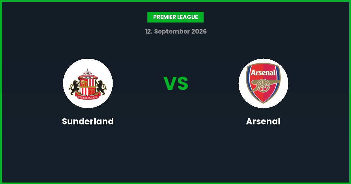 Sunderland vs Arsenal – Bedste Odds – 12/09/2026