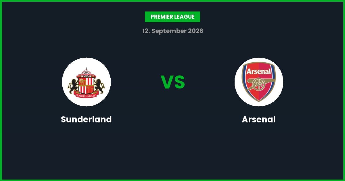 Sunderland vs Arsenal – Bedste Odds – 12/09/2026