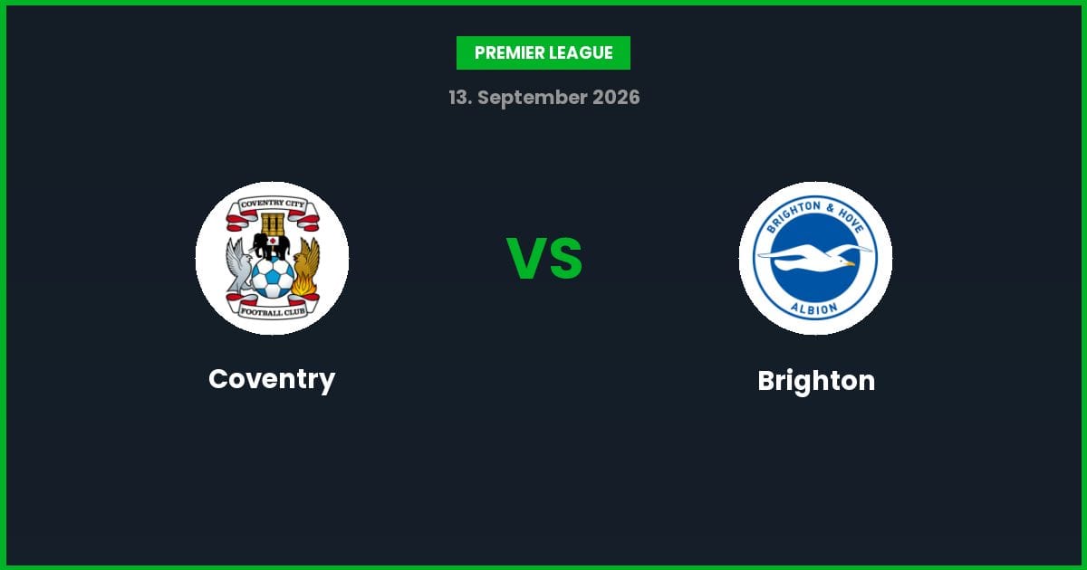 Coventry vs Brighton – Bedste Odds – 13/09/2026