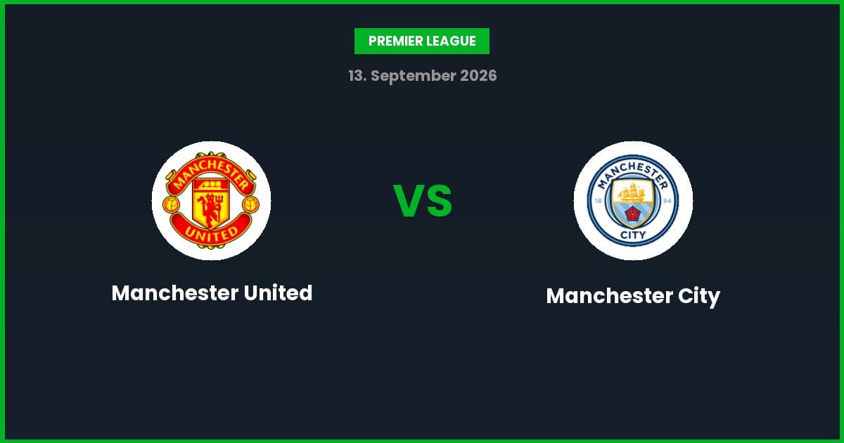 Manchester United vs Manchester City – Bedste Odds – 13/09/2026