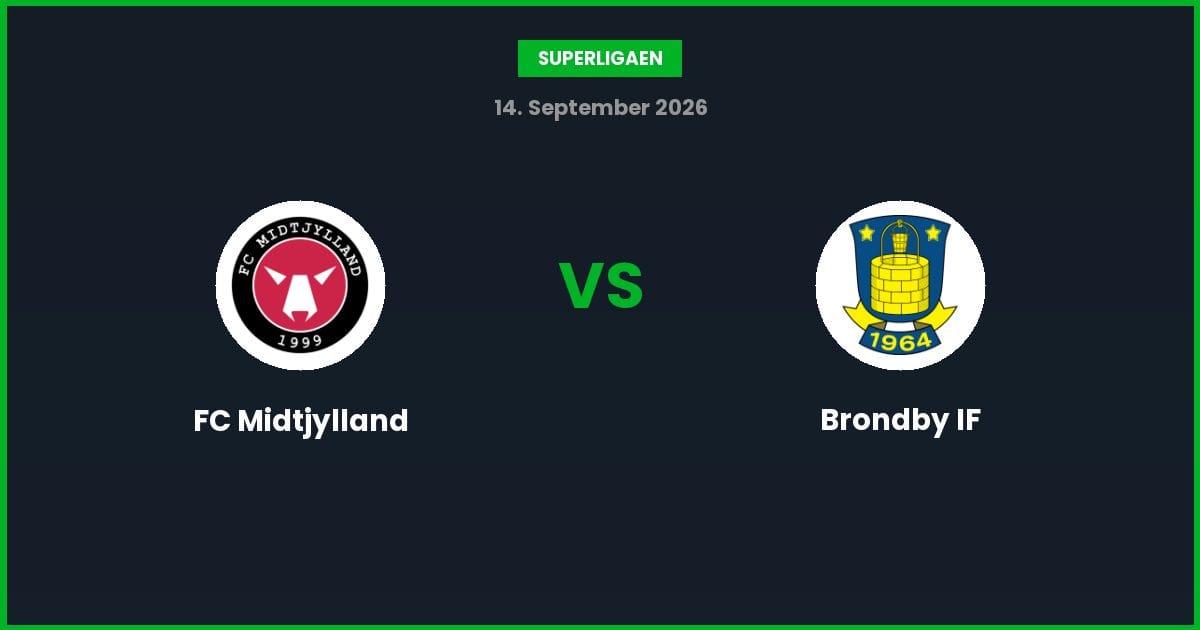 FC Midtjylland vs Brondby IF – Bedste Odds – 14/09/2026