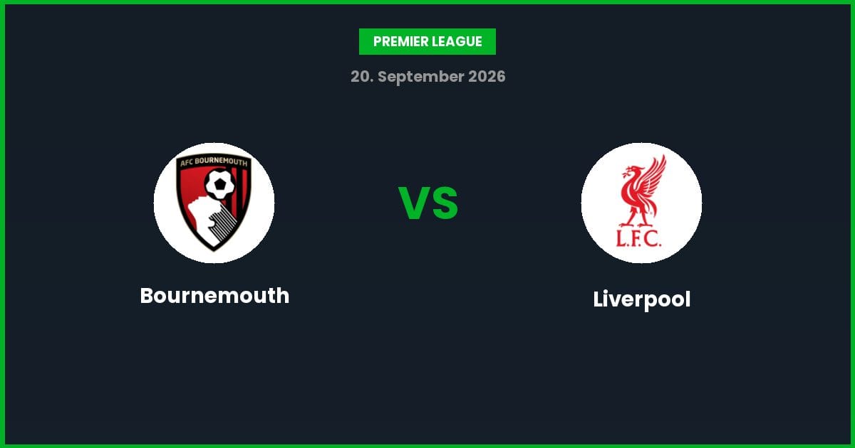 Bournemouth vs Liverpool – Bedste Odds – 20/09/2026