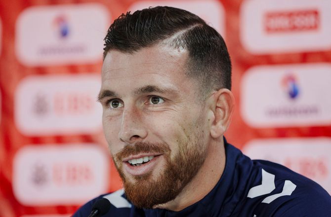 UEFA Nations League A -Skadet Højbjerg har besøgt landsholdslejren