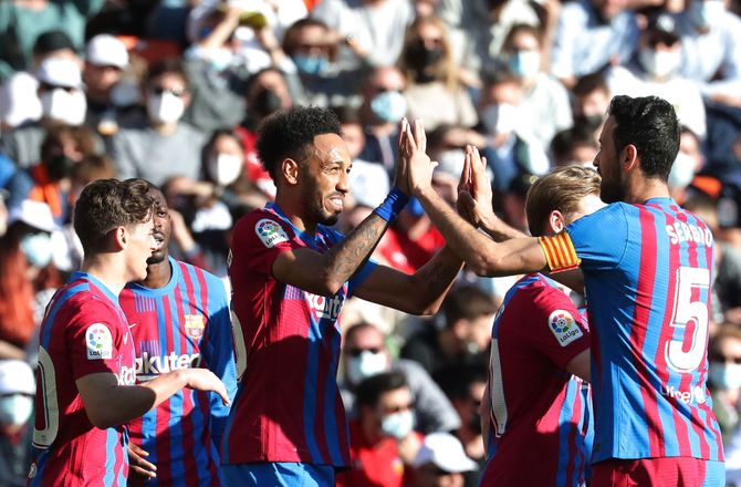 La Liga -Auba scorede to da Barca besejrede Valencia